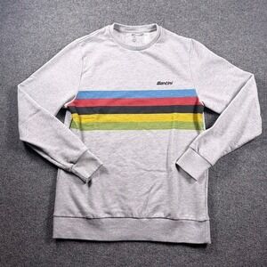 Santini Decathlon Sweatshirt‎ Mens XXL Gray Striped Crewneck Cycling WORLD